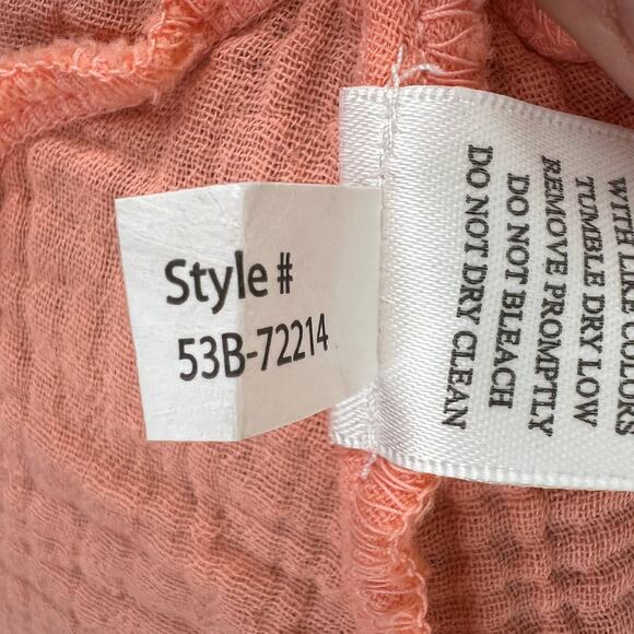 BOBI Coral Orange Scoop Neck Sleeveless Gauze Cotton Seersucker Mini Dresss S - Picture 9 of 10